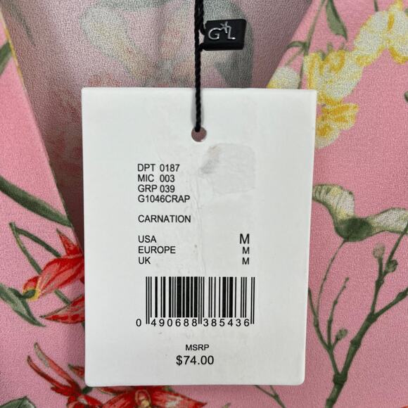 Gibson Latimer Carnation Pink Botanical Floral Print Shirt Womens Size Medium - Picture 5 of 6